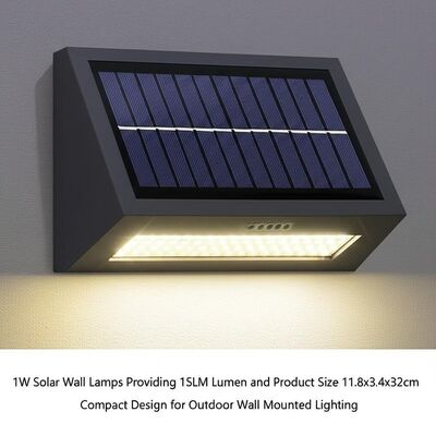 Un buen precio. Lámparas de pared solares de 1W que proporcionan 15LM de lúmenes y tamaño del producto 11.8x3.4x32cm Diseño compacto para iluminación montada en pared exterior en línea