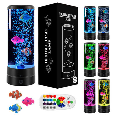 RoHs Usb lámpara de medusas LED 12 pulgadas lámpara de pez de burbuja cilíndrica 7 color